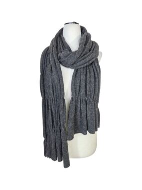 Repeat Cashmere  Ruched Gray Knit Scarf - Women Accessories